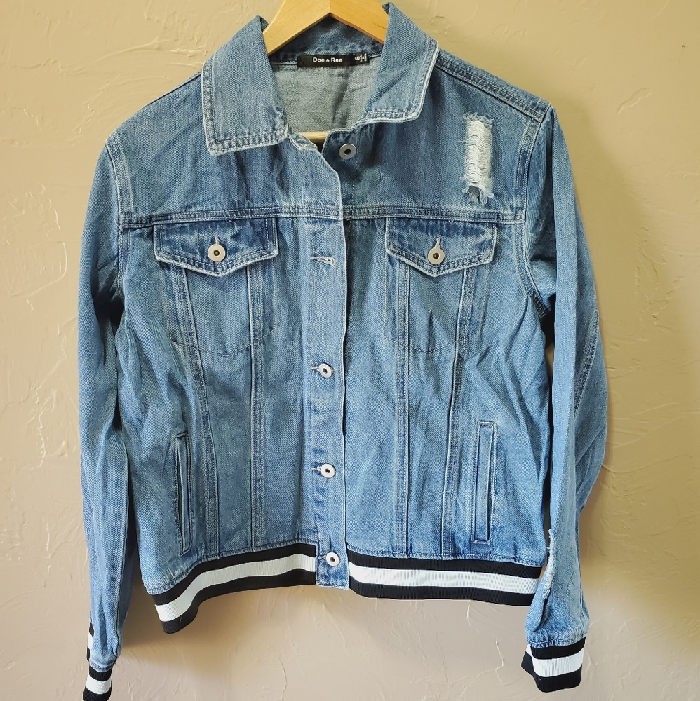 NWT Doe & Rae Jean Bomber Jacket Size Small